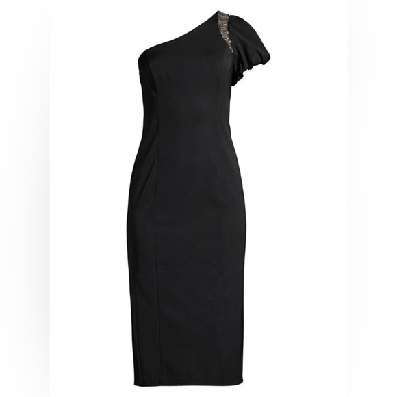 AIDAN MATTOX One-Shoulder Beaded Midi Dress - Picture 11 of 15